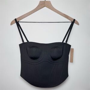SKIMS Bonded Crop Corset in Onyx